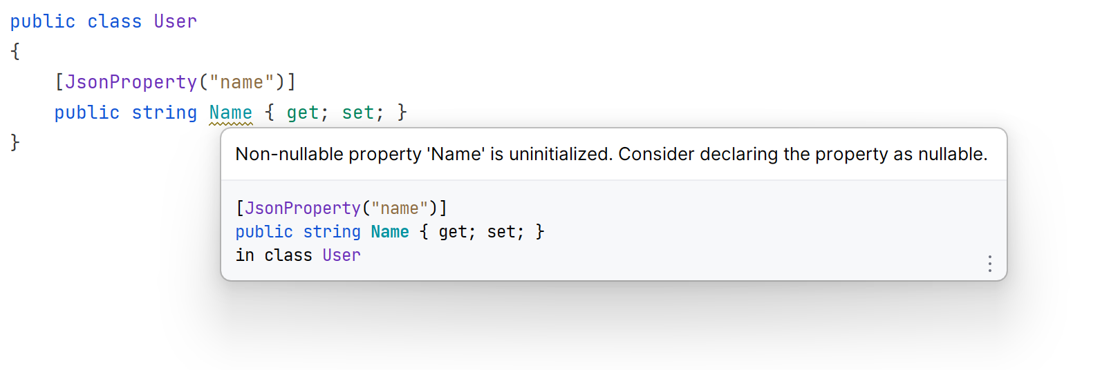 Non-nullable property is uninitialized. Consider declaring the property as nullable.