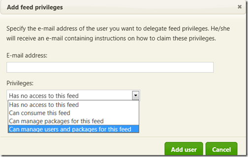 Add MyGet feed privileges