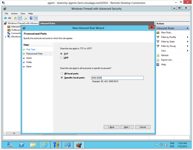 Windows Firewall configuration