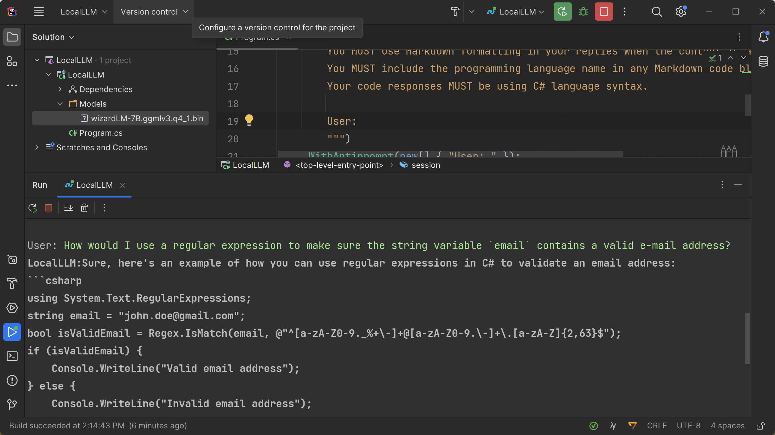 Helpful C# programming bot large language model