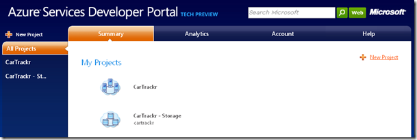 CarTrackr projects on Azure