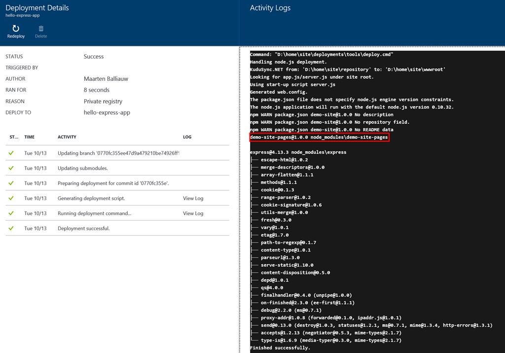 Working with a private npm registry in Azure Web Apps · GitHub