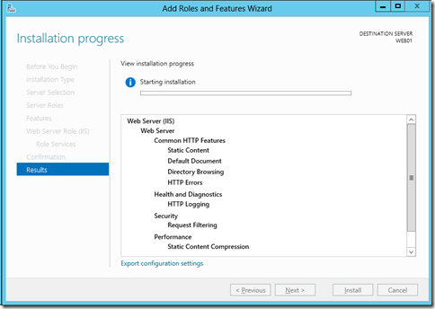 Install IIS on WIndows Azure Virtual Machine