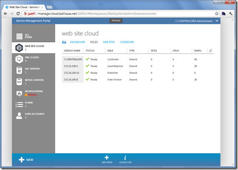 Windows Azure Services for Windows Server Web Sites