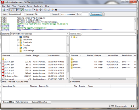 Windows Azure Blob FileZilla