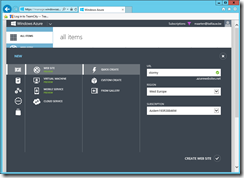 Create a Windows Azure web site