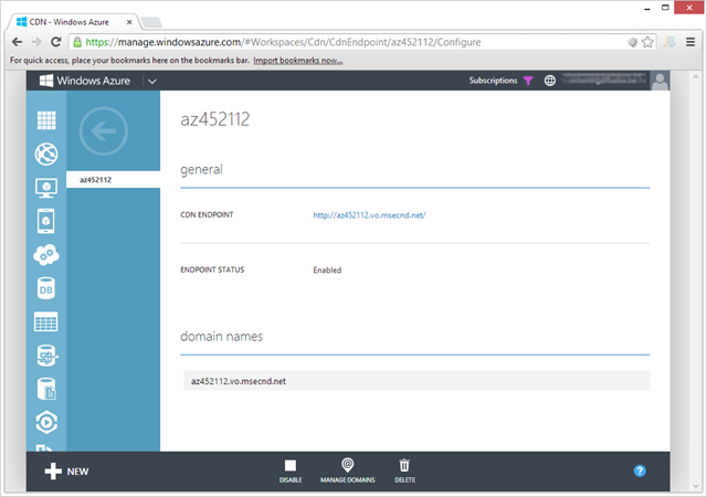 Manage the Windows Azure CDN - Add custom domain
