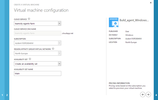 Selecting cloud service and availability set