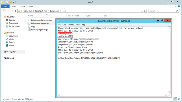 Setting build agent name and port