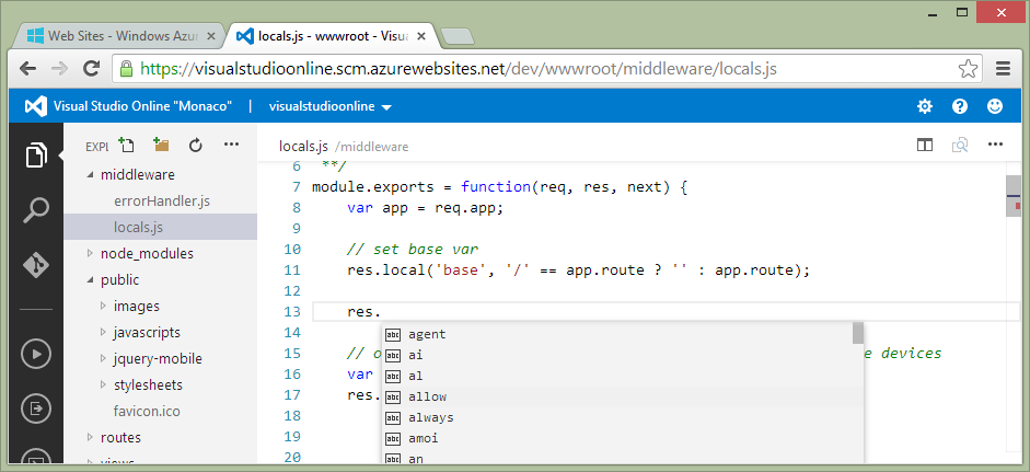 Editing Node.JS in browser