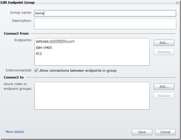 Windows Azure Connect create group