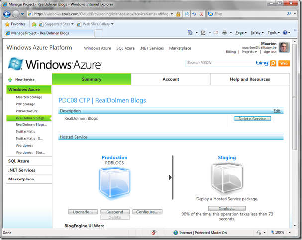 Windos Azure Developer Portal