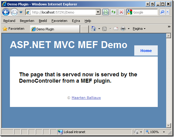 Sample run MEF ASP.NET MVC